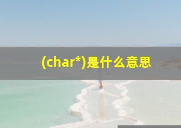 (char*)是什么意思