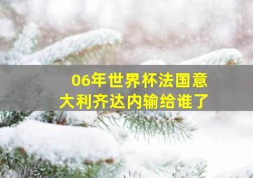 06年世界杯法国意大利齐达内输给谁了