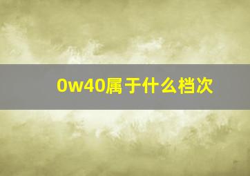 0w40属于什么档次