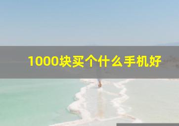 1000块买个什么手机好