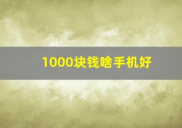 1000块钱啥手机好