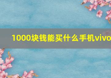 1000块钱能买什么手机vivo