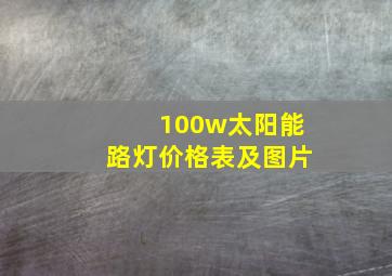 100w太阳能路灯价格表及图片