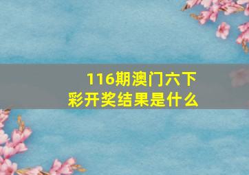 116期澳门六下彩开奖结果是什么