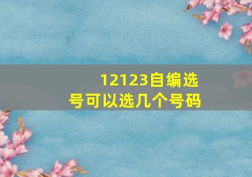 12123自编选号可以选几个号码