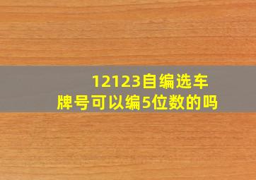 12123自编选车牌号可以编5位数的吗