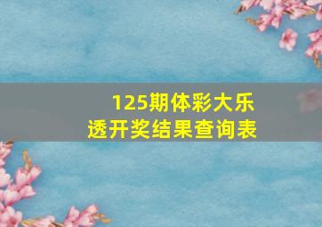 125期体彩大乐透开奖结果查询表