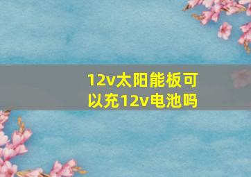 12v太阳能板可以充12v电池吗