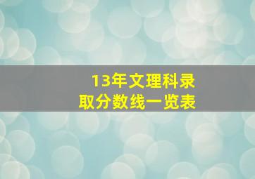 13年文理科录取分数线一览表