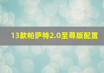 13款帕萨特2.0至尊版配置