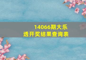 14066期大乐透开奖结果查询表