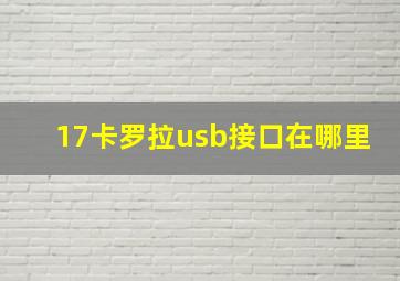 17卡罗拉usb接口在哪里