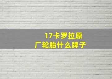 17卡罗拉原厂轮胎什么牌子