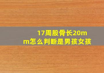 17周股骨长20mm怎么判断是男孩女孩