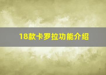 18款卡罗拉功能介绍