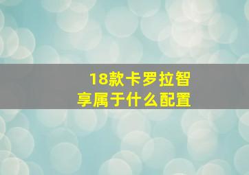 18款卡罗拉智享属于什么配置