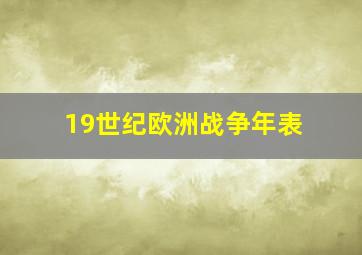 19世纪欧洲战争年表