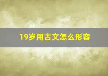 19岁用古文怎么形容