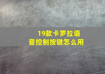 19款卡罗拉语音控制按键怎么用