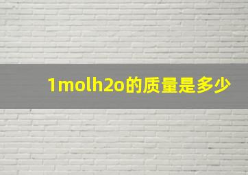 1molh2o的质量是多少