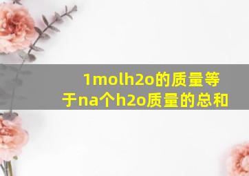 1molh2o的质量等于na个h2o质量的总和