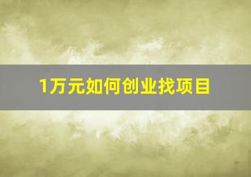 1万元如何创业找项目