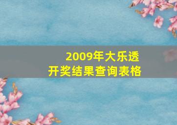 2009年大乐透开奖结果查询表格