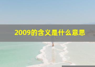 2009的含义是什么意思