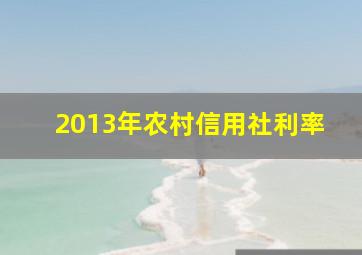 2013年农村信用社利率