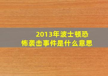 2013年波士顿恐怖袭击事件是什么意思