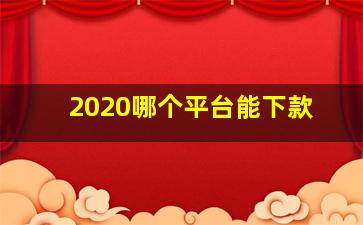 2020哪个平台能下款