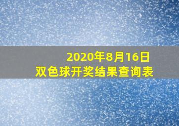 2020年8月16日双色球开奖结果查询表