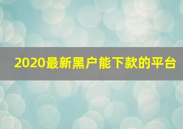 2020最新黑户能下款的平台