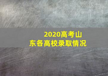 2020高考山东各高校录取情况