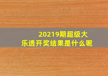 20219期超级大乐透开奖结果是什么呢