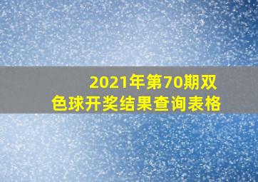 2021年第70期双色球开奖结果查询表格