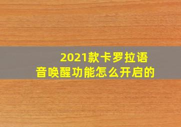 2021款卡罗拉语音唤醒功能怎么开启的