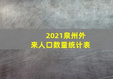 2021泉州外来人口数量统计表