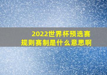 2022世界杯预选赛规则赛制是什么意思啊