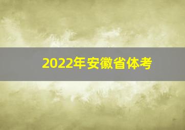 2022年安徽省体考