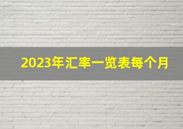 2023年汇率一览表每个月