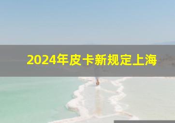 2024年皮卡新规定上海