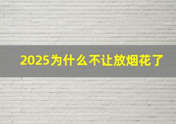 2025为什么不让放烟花了