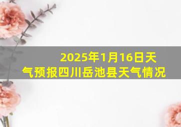 2025年1月16日天气预报四川岳池县天气情况