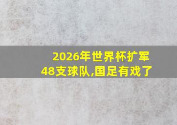 2026年世界杯扩军48支球队,国足有戏了