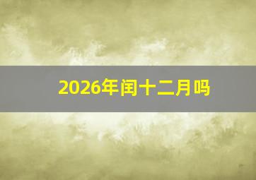 2026年闰十二月吗