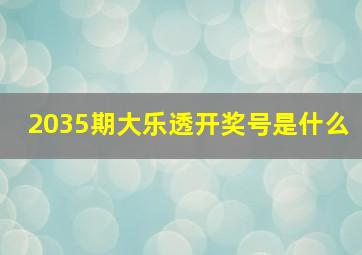 2035期大乐透开奖号是什么