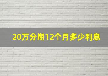 20万分期12个月多少利息