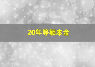 20年等额本金