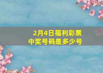 2月4日福利彩票中奖号码是多少号